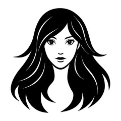 long hair beauty girl head  vector 