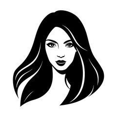 long hair beauty girl head  vector 