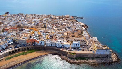 Gallipoli - Italy, Apulia - Aerial view of the tip of the peninsula of the old town