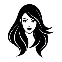 long hair beauty girl head  vector 