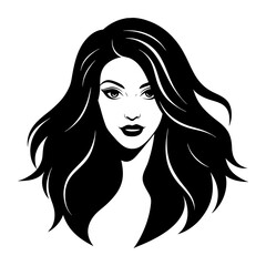 long hair beauty girl head  vector 