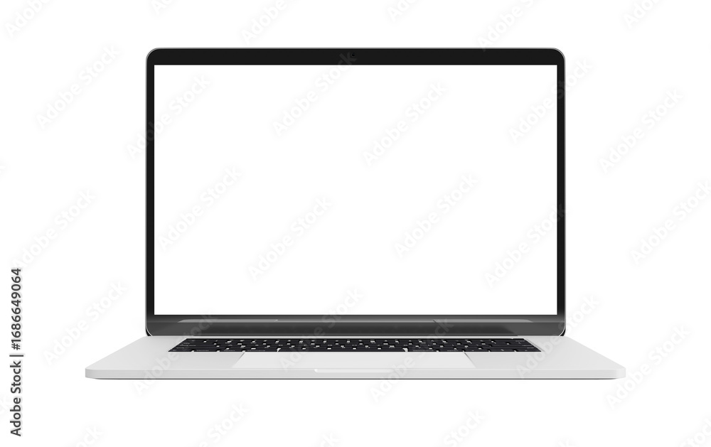 Fototapete modern laptop computer screen isolated on transparent background with shadows. 3d rendering