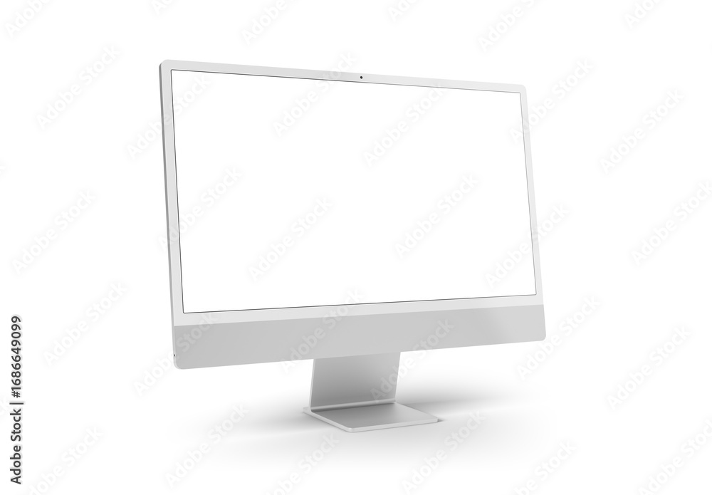 Fototapete modern computer screen isolated on transparent background. silver color. front view. 3d rendering