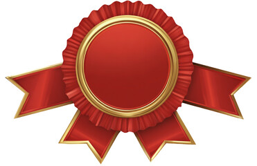 A red and gold award ribbon isolated on transparent background for recognition and achievement