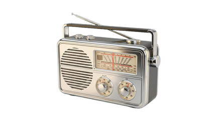 Fototapeta premium Retro portable radio isolated on transparent background
