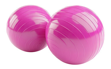 Set of two pink fitness balls for gym and yoga, isolated on transparent cutout background