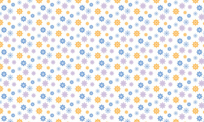 Seamless pattern, flower, vector art illustration, white background