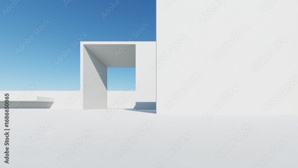 Aufkleber 3d illustration of abstract modern architecture background, minimal geometry architectural design, c