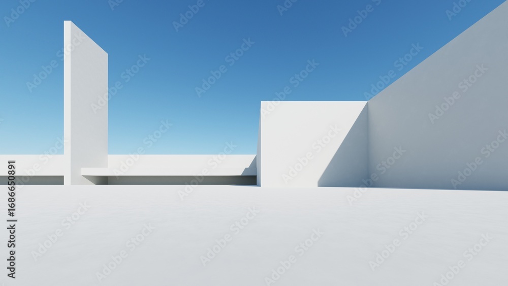Aufkleber 3d illustration of abstract modern architecture background, minimal geometry architectural design, c