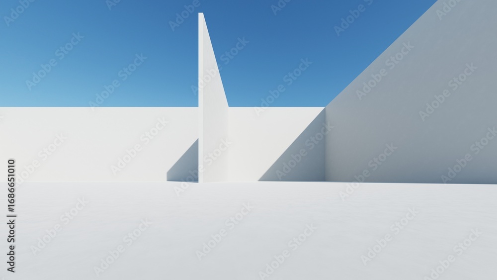 Aufkleber 3d illustration of abstract modern architecture background, minimal geometry architectural design, c