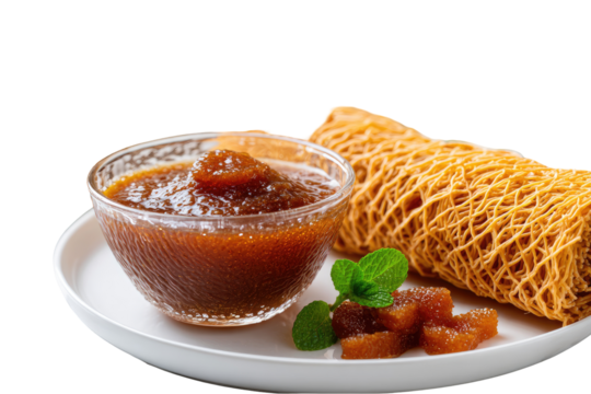 Sweet spread and crispy pastry, close-up