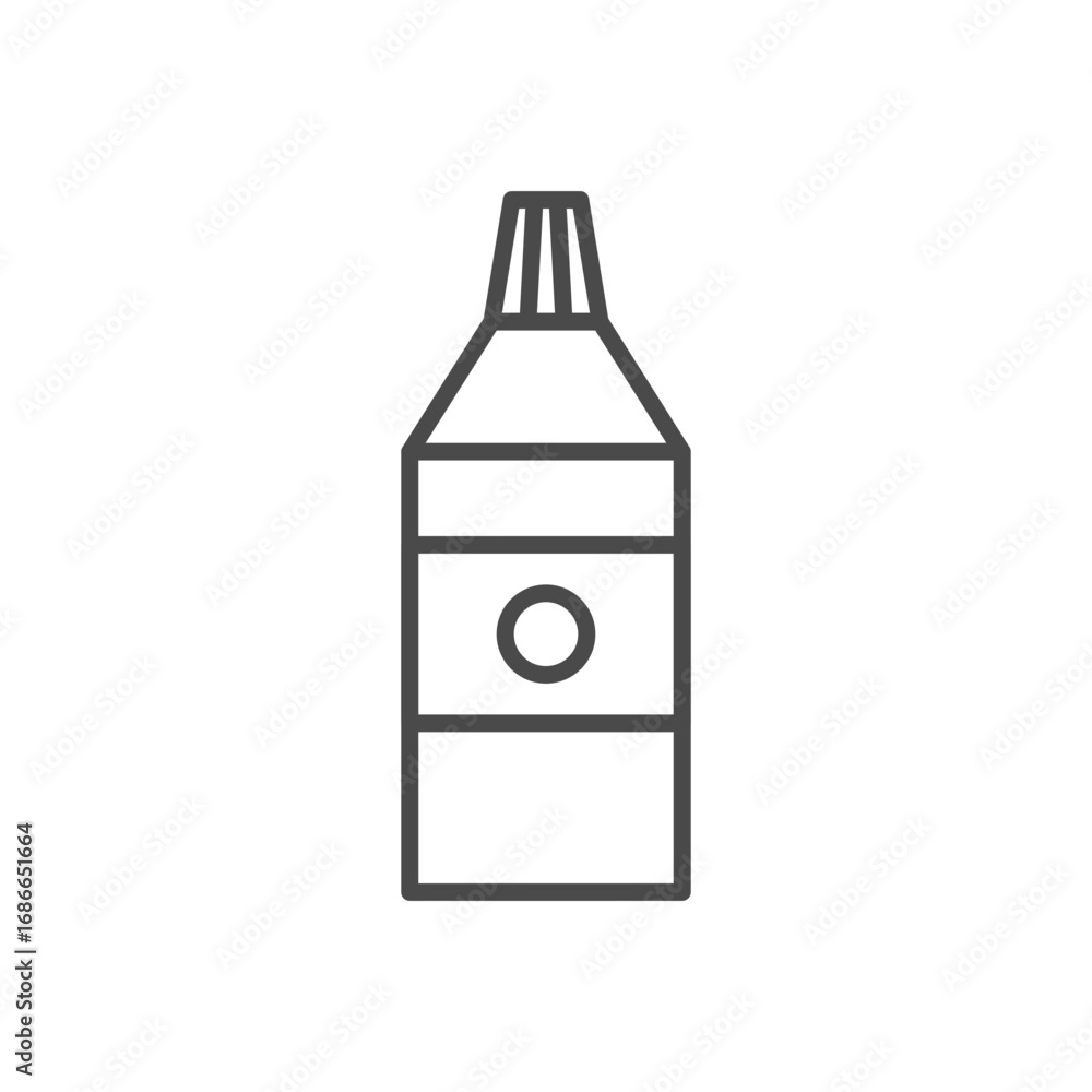 Poster line drawing of a tube rectangular body with circle angled neck with lines. editable stroke. vector 