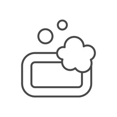 Outline of soap with bubbles and foam. Editable stroke. Vector illustration