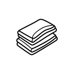 Two white folded rectangular cloths are stacked. Editable stroke. Vector illustration