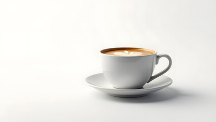 Fototapeta premium White Coffee Cup on Saucer with Brown Liquid