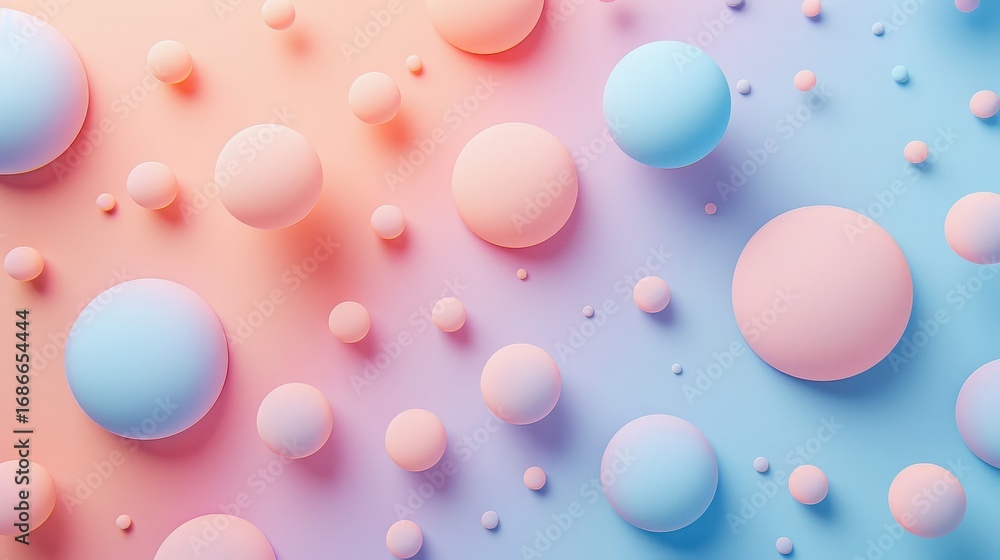 Aufkleber pastel color background with floating spheres in a minimalist design