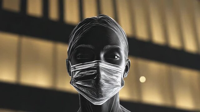 Person wearing protective mask during pandemic