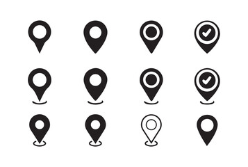 Creative Set of Map Navigation Pins and Location Icons for Use in Geolocation, Travel Guides, and Commercial Maps