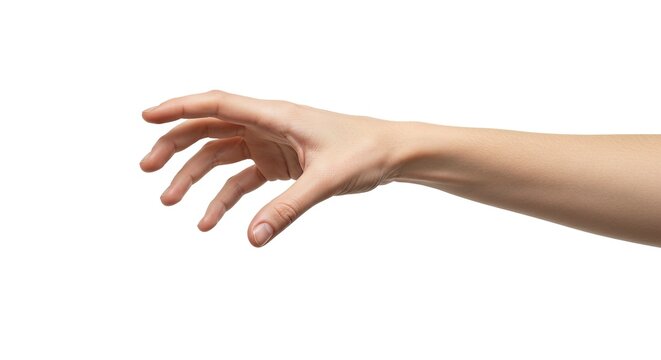 A fairskinned arm stretches forward fingers slightly curled as if reaching or grabbing