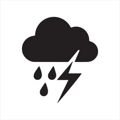 Thunderstorm icon silhouette vector with white background