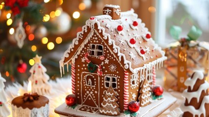 Christmas Gingerbread House: Celebrating Holiday Cheer with Handcrafted Designs, Colorful Icing Decor, and Festive Candy Accents &ndash; Perfect Visual Inspiration for Christmas Baking, Home Decor, Holiday 