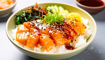 Salmon and Rice Bowl with Teriyaki Sauce