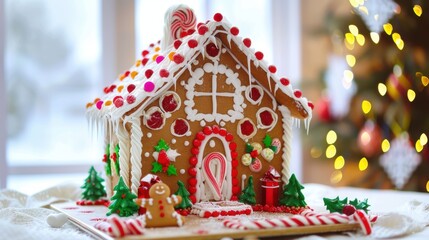 Christmas Gingerbread House: Celebrating Holiday Cheer with Handcrafted Designs, Colorful Icing Decor, and Festive Candy Accents &ndash; Perfect Visual Inspiration for Christmas Baking, Home Decor, Holiday 