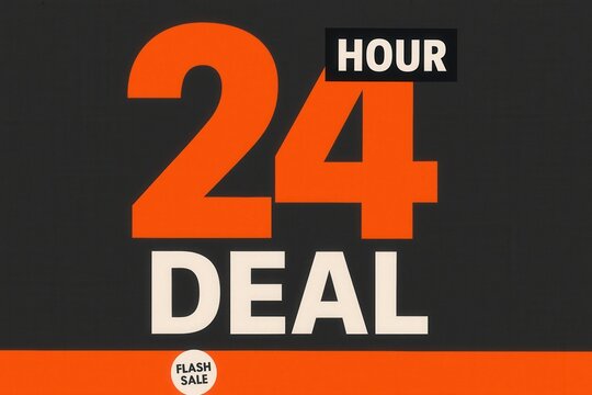 Bold SALE banner featuring a 24 HOUR DEAL flash sale promotion, modern minimalist style with an eye-catching design effect.