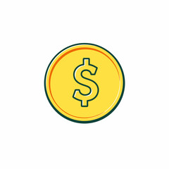 Obraz premium Icon Of A Gold Coin With A Prominent Dollar Sign Symbol Embedded In The Center