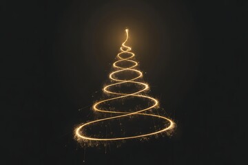 Sparkler christmas tree on black background for festive season celebration