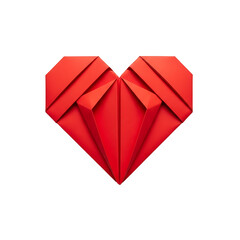 Red origami heart on a black background.