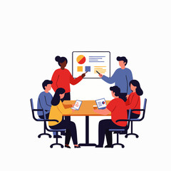 Obraz premium Diverse professionals engage in a productive, casual meeting, fostering innovation and connection within a modern, flexible work environment.