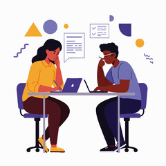 Modern professionals engage in productive collaboration and discussions, embodying the flexible nature of hybrid and remote work in a relaxed setting.