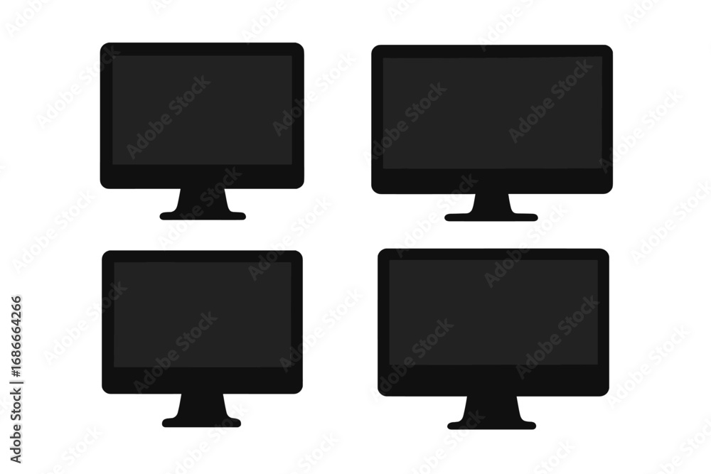 Aufkleber set of computer monitor screen silhouettes. vector icon collection for technology and business conce