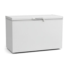 White chest freezer appliance isolated on white background for food storage