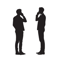 vector silhouette man talking on the phone