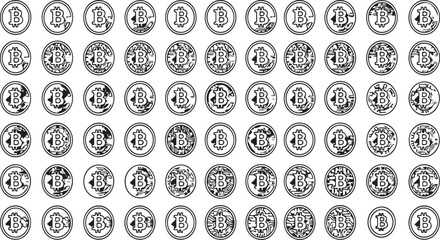 Collection of 60 vintage hexagonal stamps with intricate calligraphic symbols and ornate borders vector