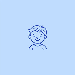 Kid character line art minimalist logo design.