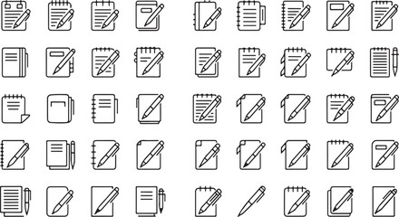 Collection of simple hand drawn icons for notes documents and writing tasks vector