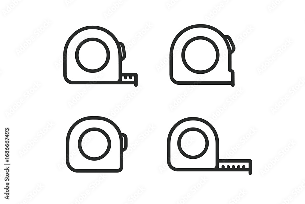 Poster measuring tape linear icon set for construction and design. minimalist vector illustration. simple o