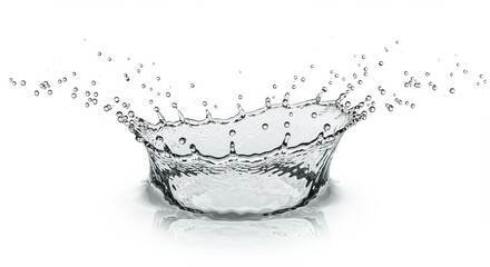 Capturing the Essence, A Dynamic Water Splash Isolated on White Background