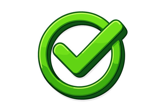 3d green check mark correct icon. Vector cartoon illustration with a transparent background. Yes symbol for approved, validation, success. Right choice, ok button, tick sign.