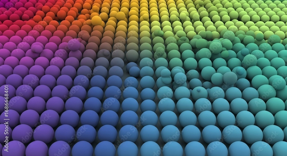 Poster rainbow gradient sphere array | abstract colorful spheres pattern for backgrounds, textures, and mod