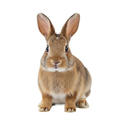 Obraz premium A cute brown rabbit with long ears sitting and looking at the camera.