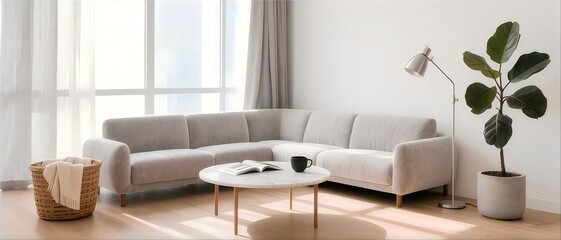 Fototapeta premium Sale Banner: Bright and Spacious Living Room Design