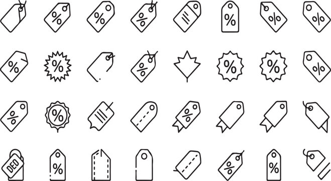 Collection of hand drawn sketch sale price tags and discount labels for retail and shopping promotions vector