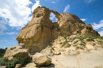 View of the Koltso (Ring) mountain in the limestone cliffs