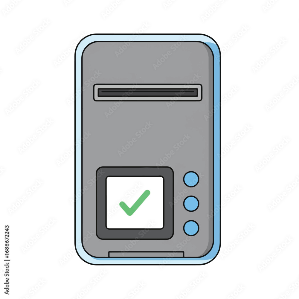 Poster gray device with a checkmark on its screen.