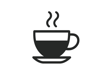 Obraz premium Coffee time icon, simple minimalist outline style. Vector illustration for web, graphic design, app, logo. Hot drink, tea, espresso or cappuccino mug with steam symbol.