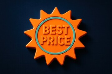 Best price badge with eye-catching design, vibrant orange color, perfect for highlighting retail discount offers.